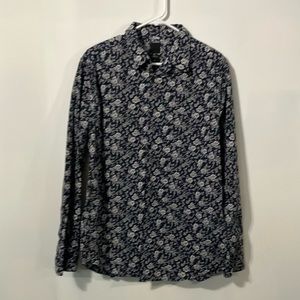 Floral Navy and White Men's Shirt
